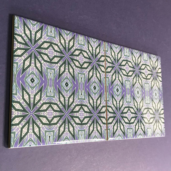 Contemporary Charcoal and Lilac Nordic Star Ceramic Tiles -  Ceramic Hand Printed Tiles
