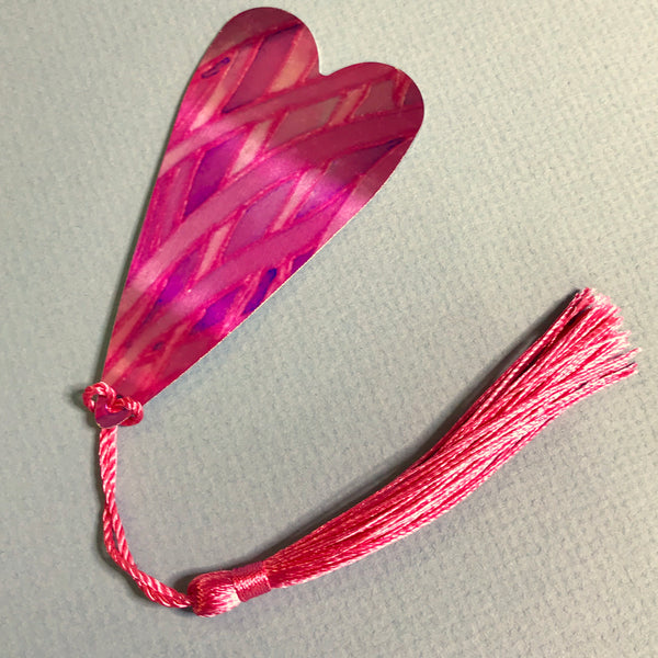 Pink Peacock Heart Book Mark Comtemporary lightweight aluminium.