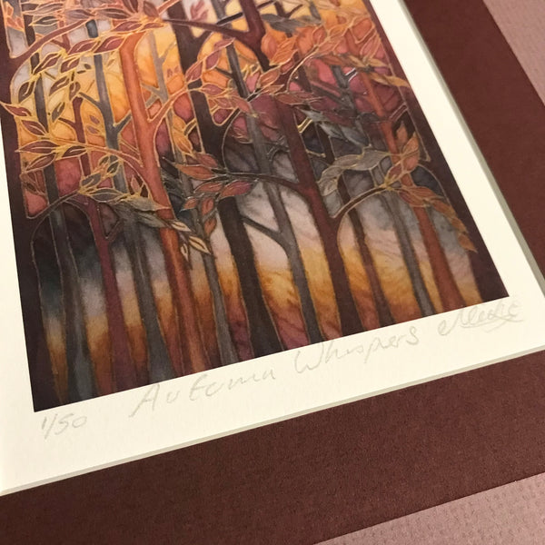 Autumn Whispers Signed Print - Rust Caramel Chocolate Grey Forest Print Art
