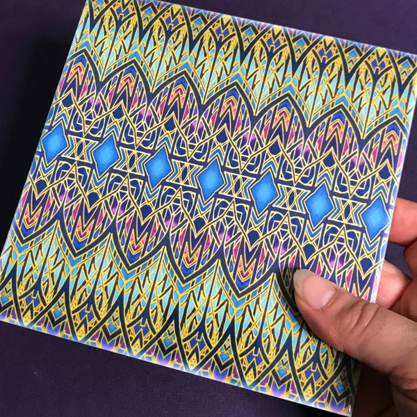 Arts and Crafts look Cathedral Tall Window Ceramic Tiles - Multi coloured Bohemian  Ceramic Printed Tiles