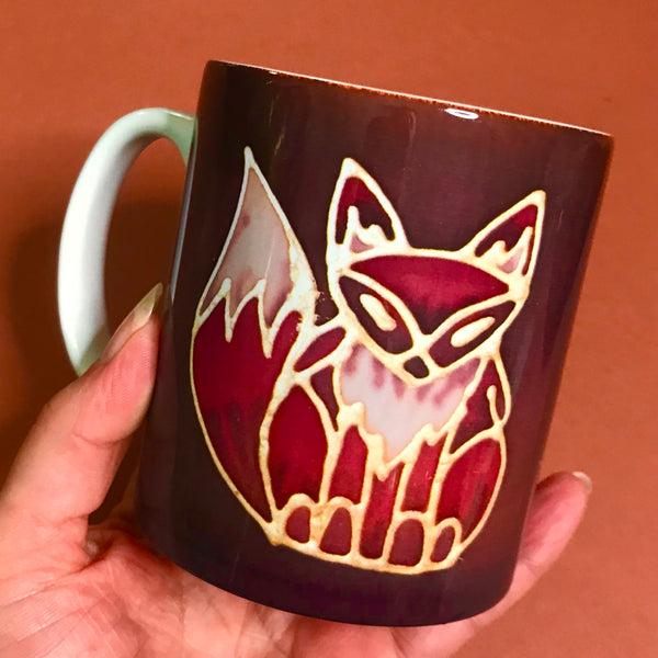 Cute Fox Mug & Coaster - Fox Mug Box Set - Red Chocolate Fox Mug - Fox Lovers Mug Gift