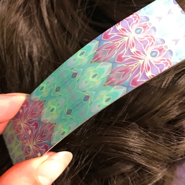 Persian Style Purple Turquoise Hair Clip - Orchid Patterned Hair Barrette