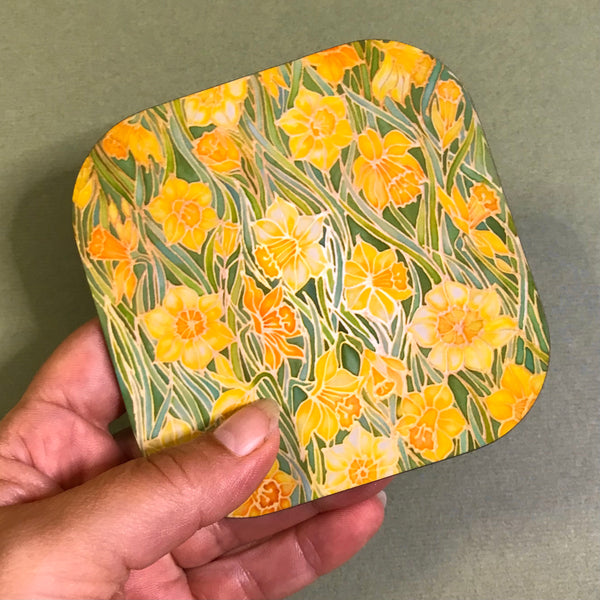 Spring Daffodils Glass chopping board - Yellow Flowers Placemats & Coasters - Yellow Tangerine Green Table Mats