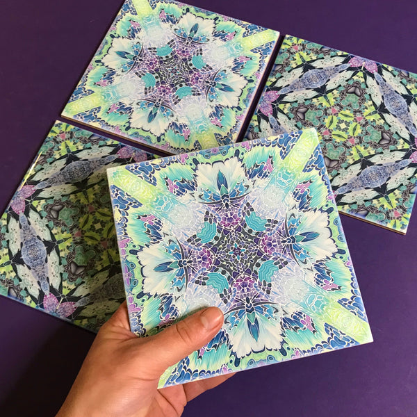 Butterfly Kaleidoscope Mixed Set of Bathroom Tiles - Pastel Bohemian Kitchen Tiles