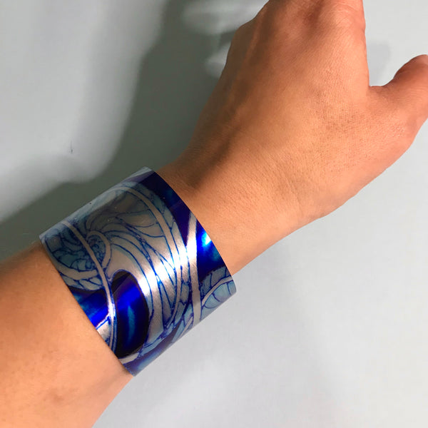 Nautillus Shells Cuff Bracelet - Comtemporary Statement Bracelet - easy wear lightweight aluminium.