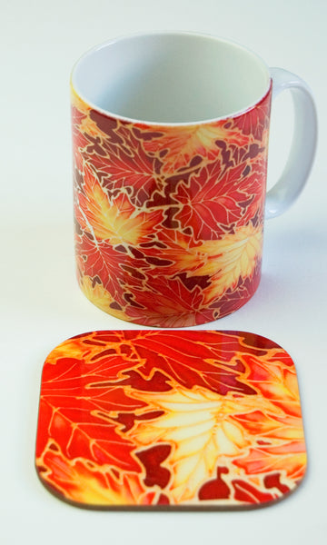 Autumn Maple Leaves Mug - Mug and Coaster box set