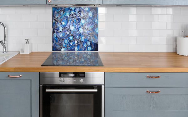 Swallows Splashbacks 60x60cm - perfect size for behind hob blue splash back