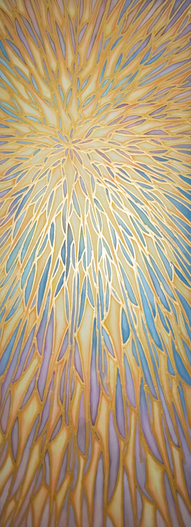 SOLD-Sunburst Original Art - Sunny Original Silk Painting - Yellow Sunburst Painting