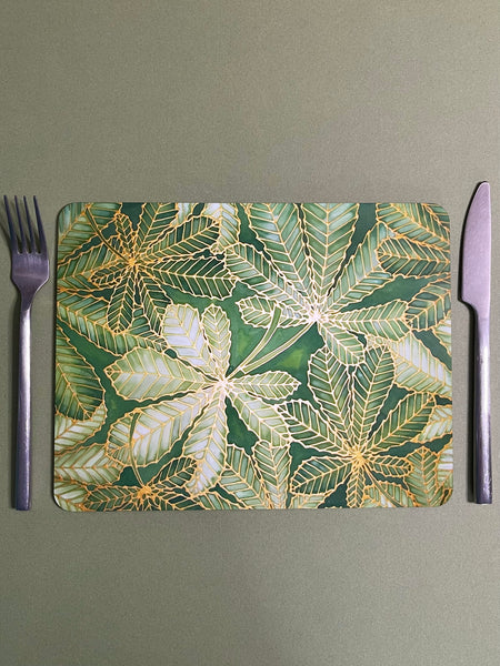 Green Leaves Placemats & Coasters - Green Table Mats & Coasters - green glass chopping boards