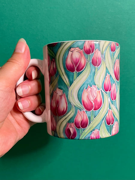 Pretty Pink Tulips Mug and Coaster - XL & Regular Sizes Flower Lovers Mug Gift Box Set -