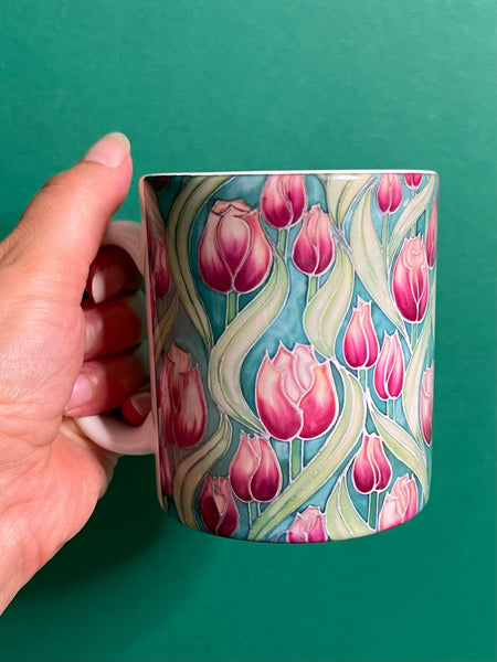 Pretty Pink Tulips Mug and Coaster - XL & Regular Sizes Flower Lovers Mug Gift Box Set -