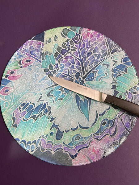 Lilac Mint Butterflies Table Mats - Beautiful place mats - Green butterfly chopping boards