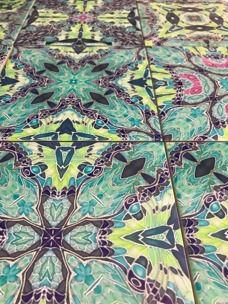 Veridian VictorianMixed Tile Set - Green Aqua Charcoal Beautiful Bohemian Tiles