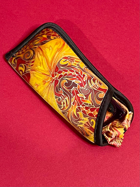 Red Dragons Glasses Cover & Cleaning Cloth - slip-on padded cover for glasses - Reading or Large Glasses Case