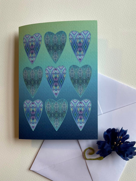 Pretty folksy bohemian Heart greetings cards for any occasion.