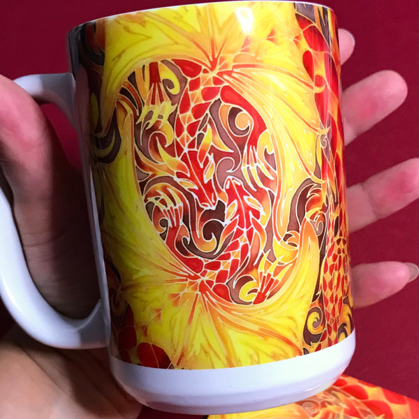 Magical Red Dragons Mug and Coaster - Extra Large Dragon Lovers Mug Gift Box Set