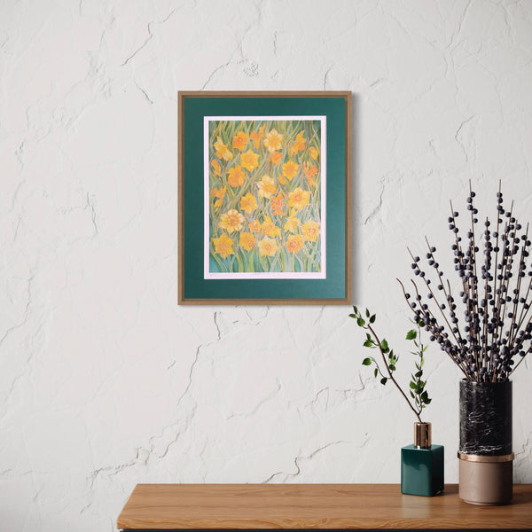 Sunny Daffodils Art Print - Yellow Flower Wall Art