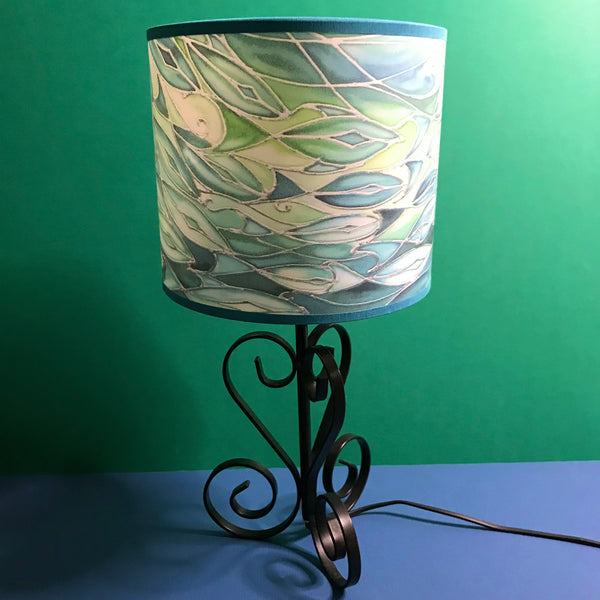 Tranquil Emerald Shoal Contemporary Lamp Shade - Blue Swimming Dolphins Drum Shade - Atmospheric lamp Shade