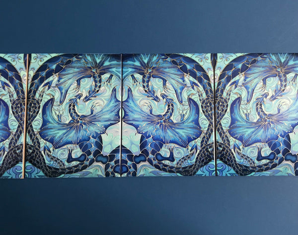 Magical Blue Dragon Border Tiles - Beautiful Blue 6x8” Ceramic Kitchen and Bathroom Tiles