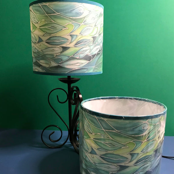 Tranquil Emerald Shoal Contemporary Lamp Shade - Blue Swimming Dolphins Drum Shade - Atmospheric lamp Shade