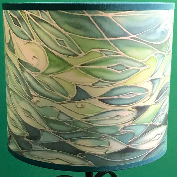 Tranquil Emerald Shoal Contemporary Lamp Shade - Blue Swimming Dolphins Drum Shade - Atmospheric lamp Shade