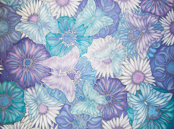 Pretty Butterfly Art - Large Original Butterfly Painting - Lilac Flower art