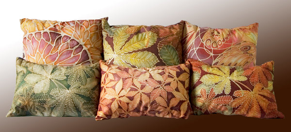 Virginia Creeper Leaves Cushion - caramel & terracotta colours - Terracotta Leaves Pillow