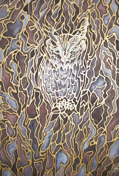 Owl Painting -Wildlife Painting - Silk Painting