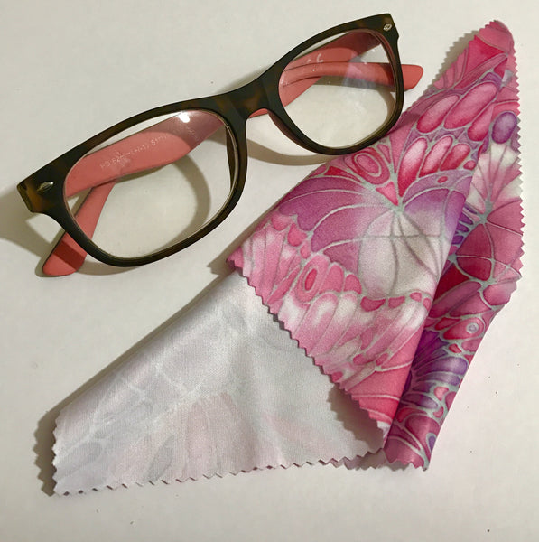 Pink Butterflies Glasses Cover - slip-on padded glasses cover - Reading or Large Glasses Case