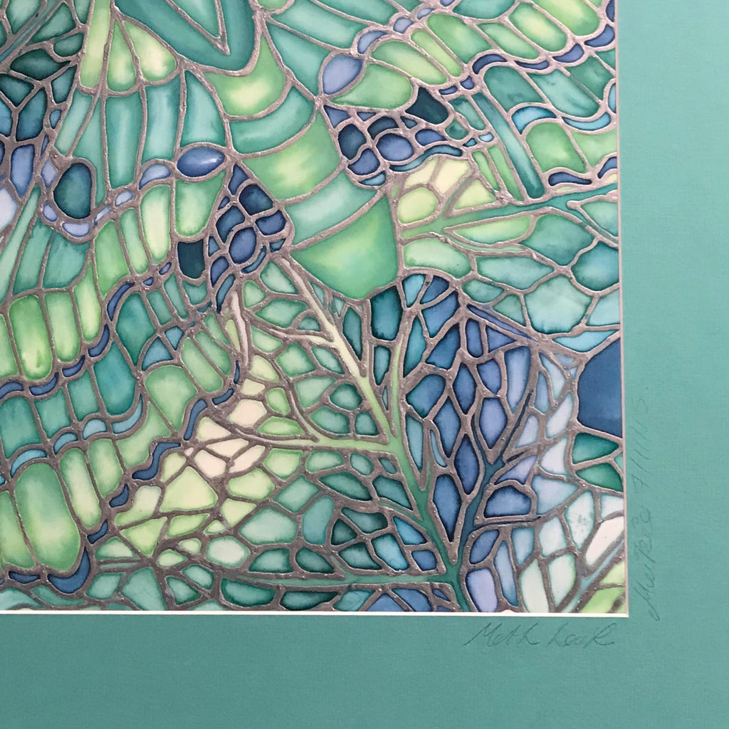 SOLD - Green Moth Original Silk Painting - Moth & Butterfly Arty - Green Lime Turquoise Art