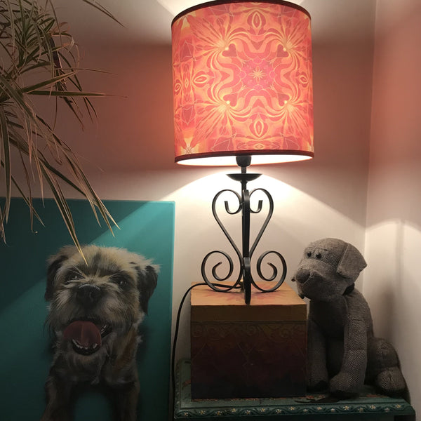 Orchid Kaleidoscope Pink Sunset Coloured Lampshade - Ceiling or Table Drum Shade - Atmospheric Lamp Shade