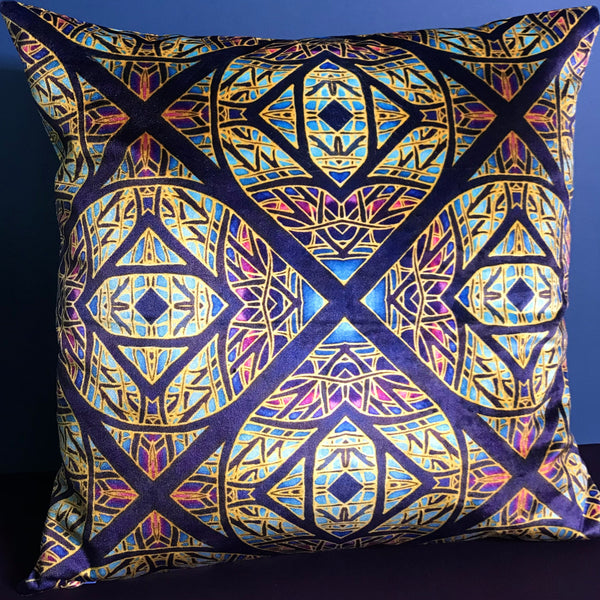 Star Cross Luxury Velvet Cushion - Dramatic Throw Pillow -Colourful Living Room Decor