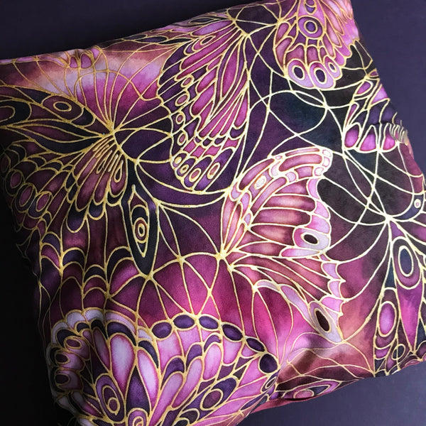 Butterflies Cushion - Deep Plum Accent Cushion - butterflies pillow - Designer Pillow