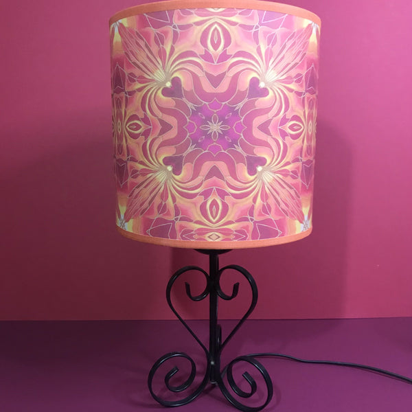 Orchid Kaleidoscope Pink Sunset Coloured Lampshade - Ceiling or Table Drum Shade - Atmospheric Lamp Shade