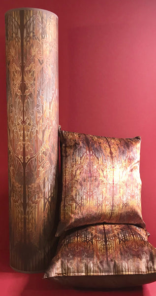 Into the Woods Contemporary Floor Lamp 1m tube - Tranquil Light Art Lamp - Blue Turquoise Aqua trees Lamp