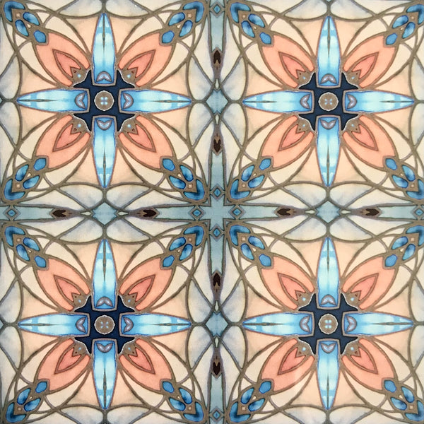 Italian Style Tiles - contemporary tile in blue grey and terracotta sand - Echoes of Assisi - 6x6"