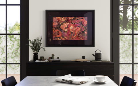 Deep and Moody Butterfly Heaven Painting - Butterflies hand painted silk  -  Dramatic Original Art