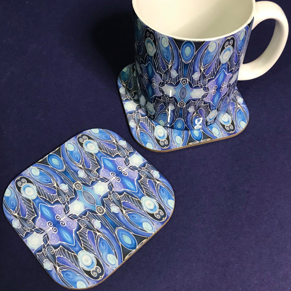 Deco Style Blue Swallows Mug and Coaster - Bird Mug Box Set