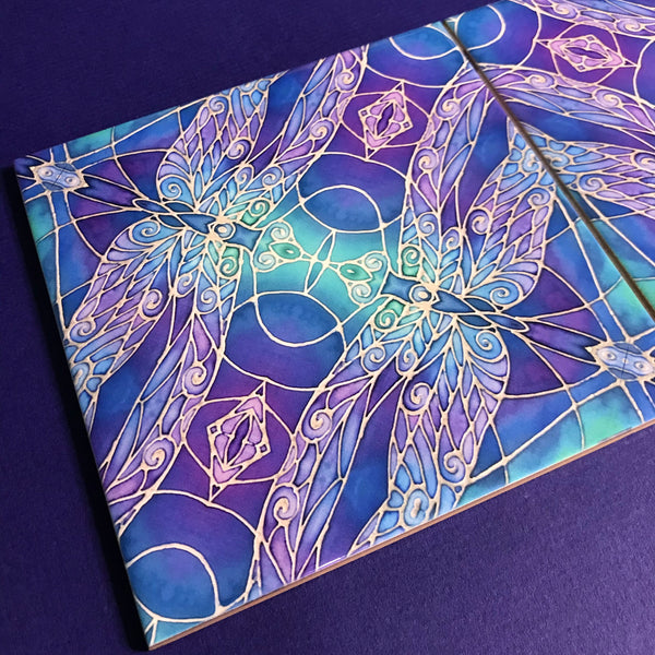 Dragonflies Wall Tile Blue Purple Turquoise