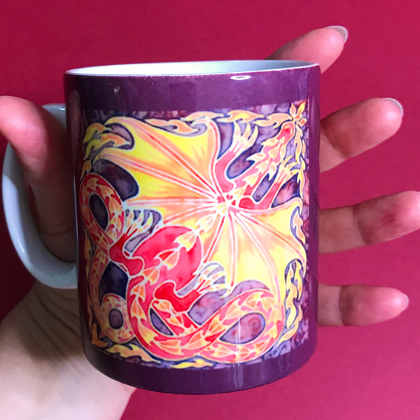 Winged Dragon Mug and Coaster box set or mug only - Red Mug Set - Western Dragon Mug Gift