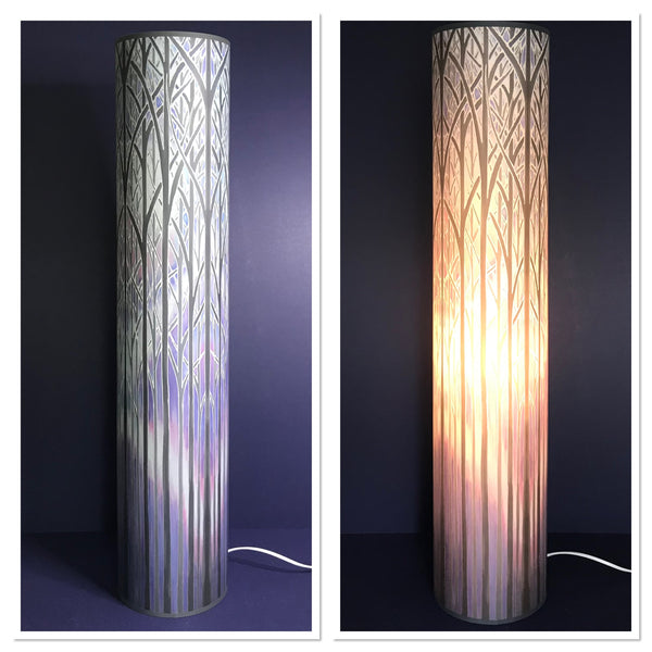 Misty Trees Contemporary Floor Lamp  - Tranquil Light Art Lamp - Blue Turquoise Aqua trees Lamp