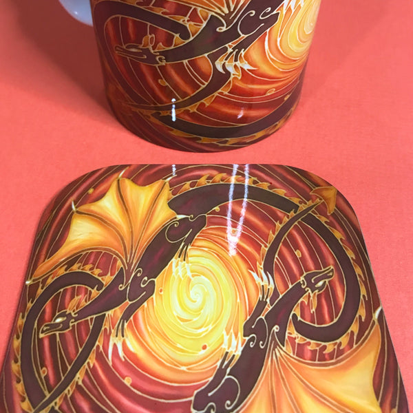 Sun Dragons Mug and Coaster Box Set - Dragon Mug - Game of Thrones Gift