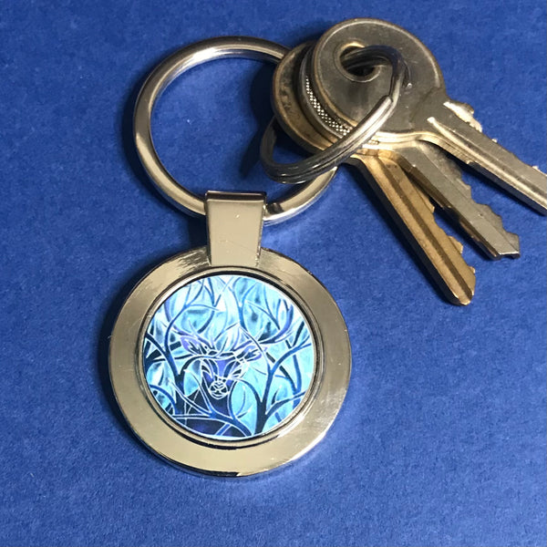 Blue Stag Key Ring - Nature Lovers Gift for Him - Present for Dad