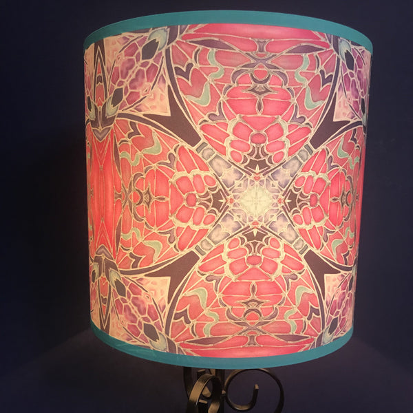 Nouveau Butterfly Echoes Pink Mint Contemporary Lamp Shade for table lamp - Mediterranean Blue Drum Shade - Atmospheric lighting