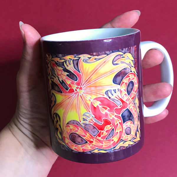 Winged Dragon Mug and Coaster box set or mug only - Red Mug Set - Western Dragon Mug Gift