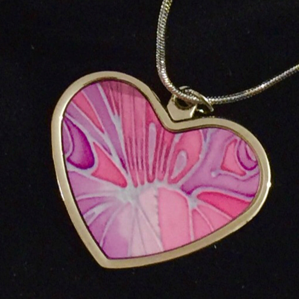 pink heart butterfly pendant necklace