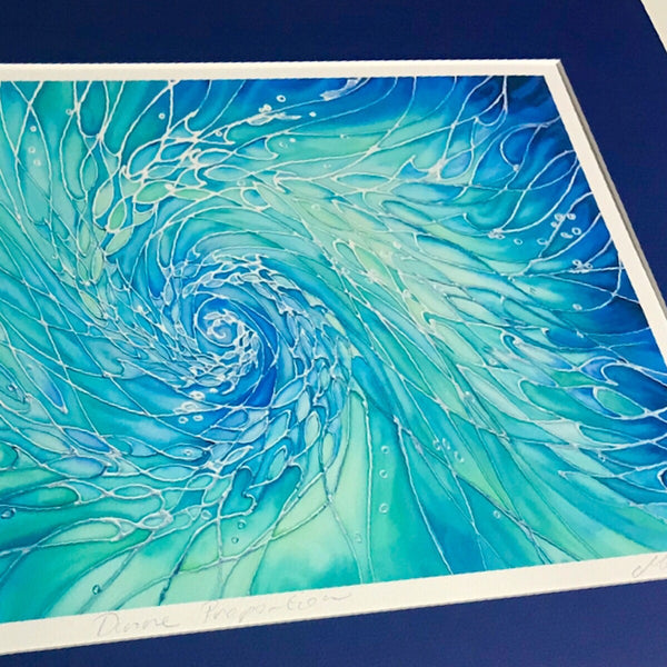Intertwined Shoals Signed Print - Fish swimming in the Sea - Blue green ocean Print - Bathroom Art