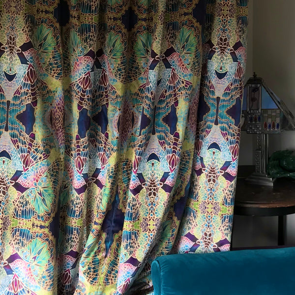 Green Butterfly Designer Velvet fabric by the metre