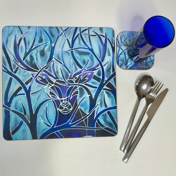 Blue Stags Rectangular Table Mats & Coasters - Wildlife Table Mats