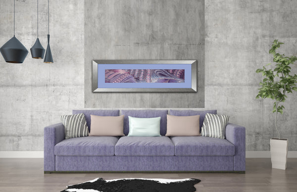 SOLD Pale Blue Pink Charcoal Contemporary Shells Original Silk Painting - Hand-Painted Silk Art